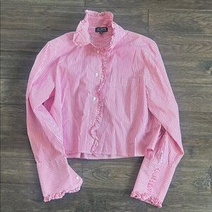 J. Crew Womens Red and White Striped Button Down Shirt